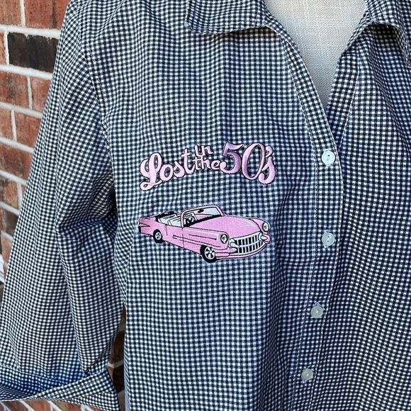 Las‎ Olas “ Lost in the 50’s “ Rock N Roll Button Up Shirt - Picture 2 of 12